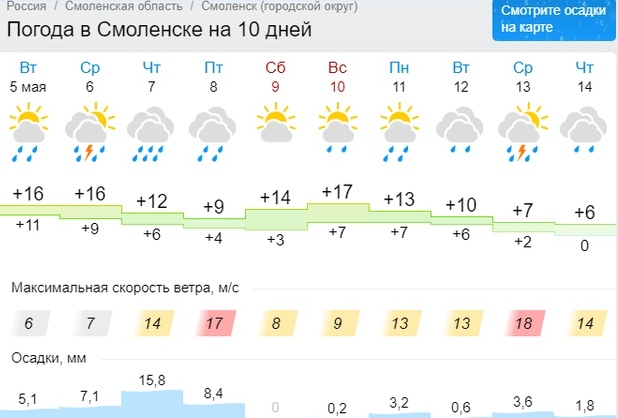 Смоленскую область завтра будут заливать дожди