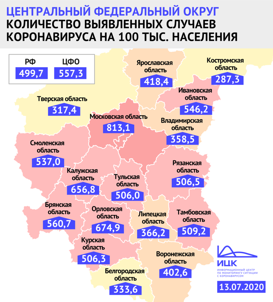Назван уровень заболеваемости коронавирусом в Смоленской области