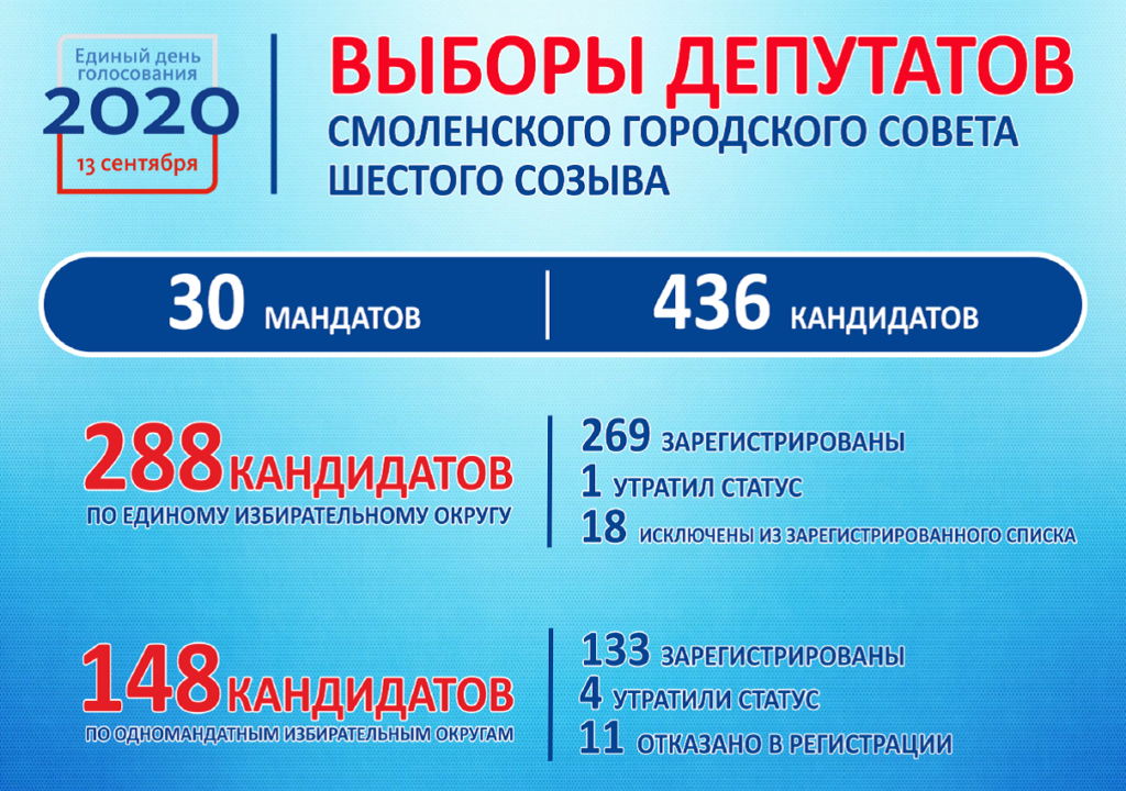 За место депутата горсовета Смоленска поборются 402 кандидата