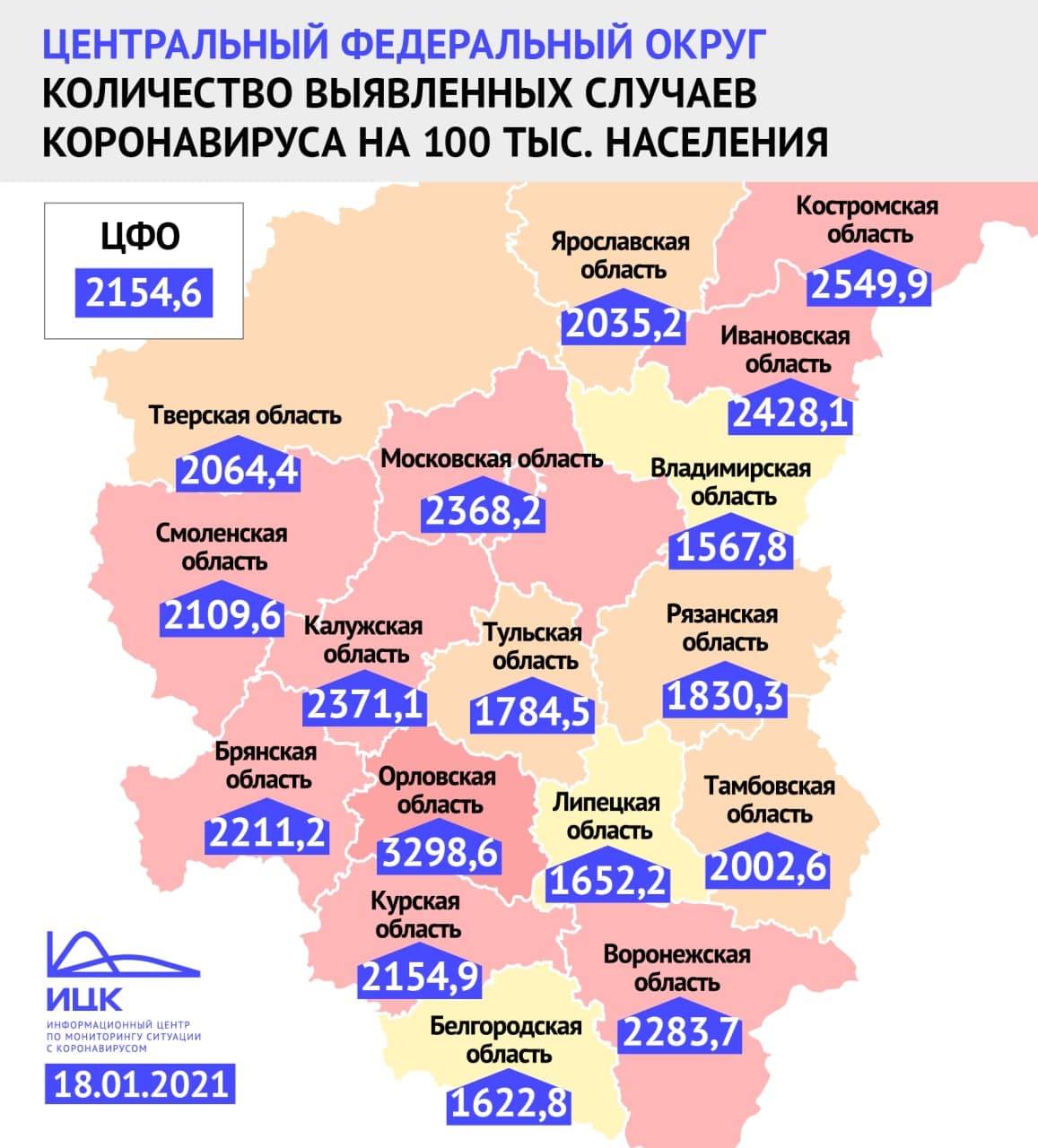 Назван уровень заболеваемости COVID-19 в Смоленской области