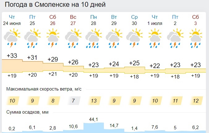 Возьмите зонт. Погода в Смоленской области на ближайшие дни