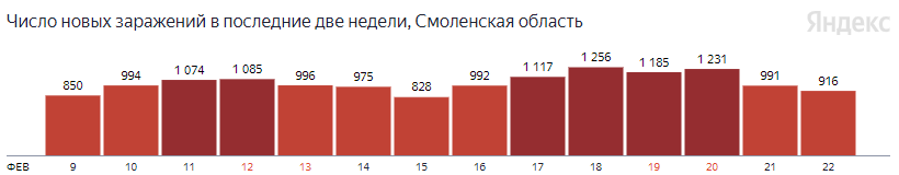 В Смоленской области выявили 931 случай заражения COVID-19 за сутки