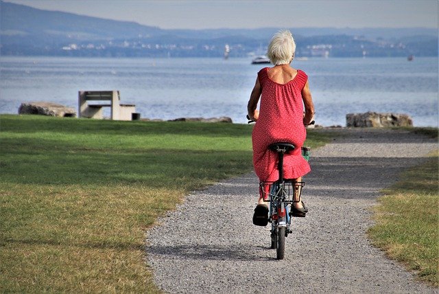 пенсия, велосипед, женщина