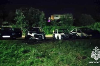 пожар, сгорели автомобили